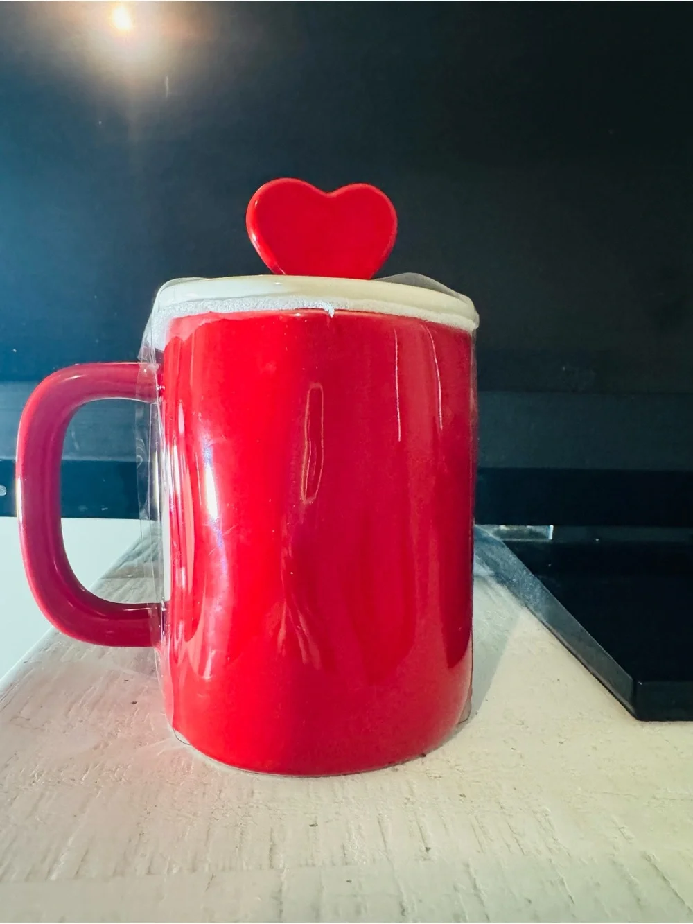 New Rae Dunn Health Heroes Red Heart Mug with Lid